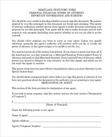 financial power of attorney form