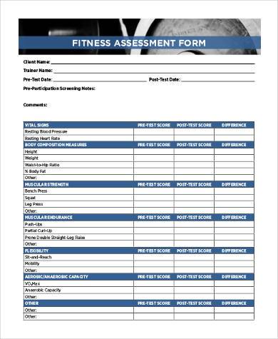 Eas daily fitness assessment excel sheet