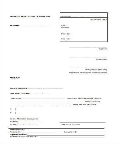 free affidavit form in word format