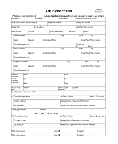 FREE 9+ Rent Application Samples in PDF | MS Word | Excel