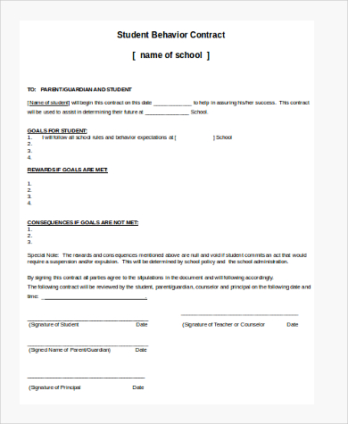 FREE 8+ Sample Behavioral Contract Forms in PDF | MS Word
