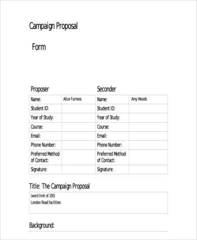 free campaign proposal form