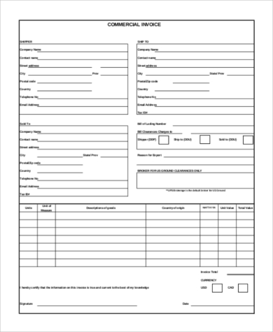 free commercial invoice form1