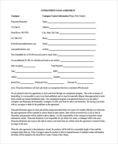 FREE 9+ Sample Consignment Agreement Forms in PDF | MS Word