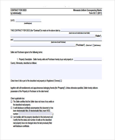 FREE 8+ Sample Contract for Deed Forms in PDF