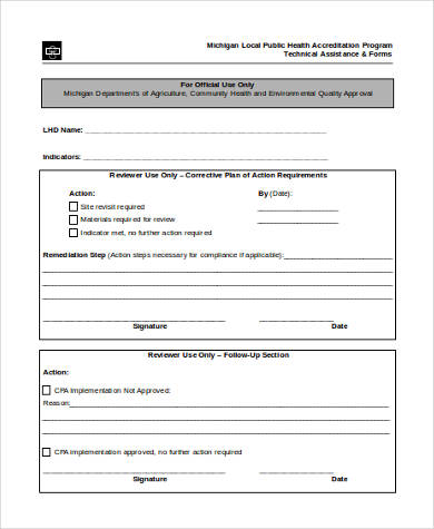 free corrective action plan form