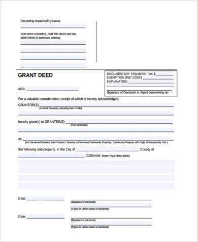 free deed transfer form example