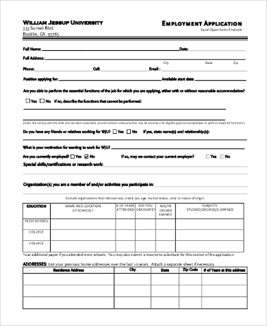 free employment application1