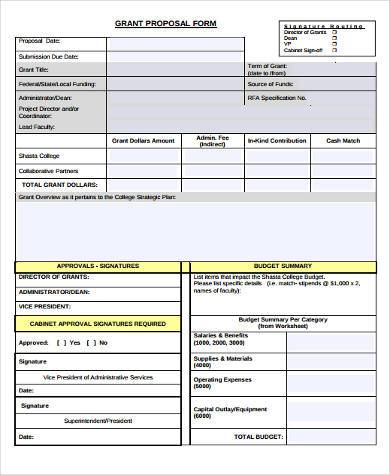 free grant proposal form