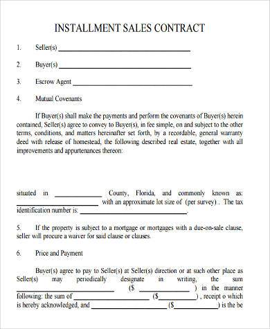 free installment contract form