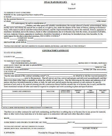 free lien waiver form
