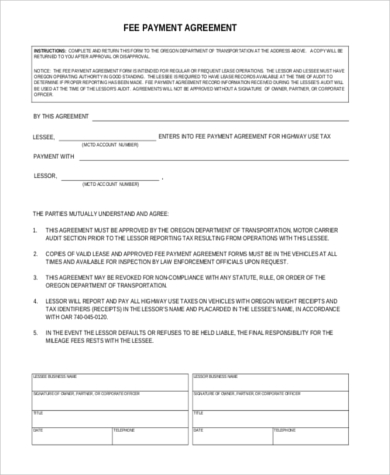 free payment agreement form