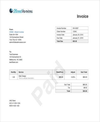 free payment invoice form