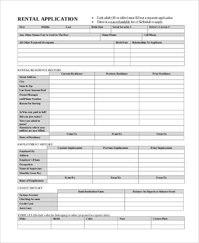 FREE 8+ Sample Rental Applications in PDF | MS Word