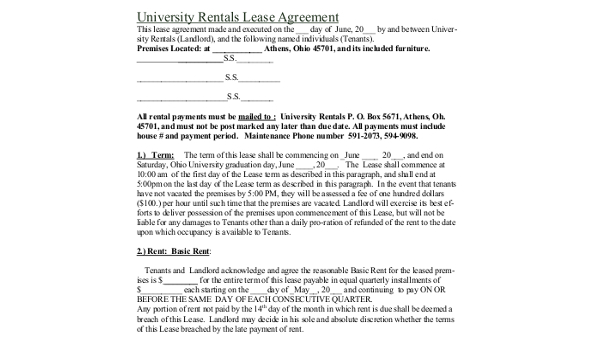 free rental lease agreement
