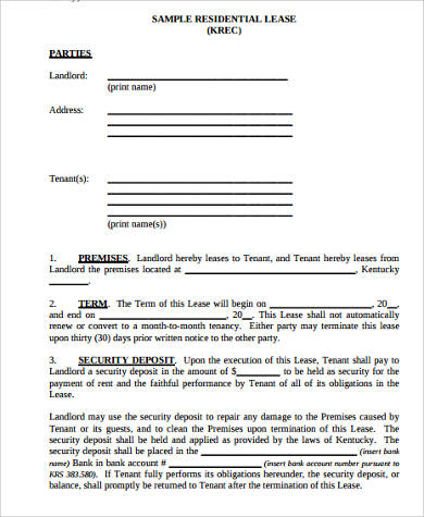 free residential lease form