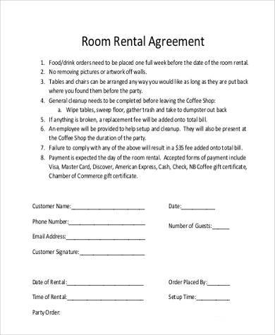 free room rental agreement form