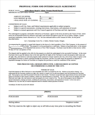 free sales proposal form example