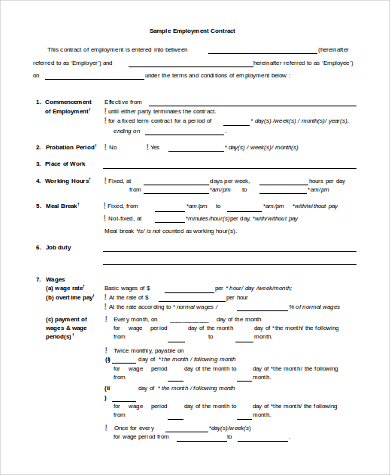 FREE 9+ Sample Employment Contract Forms in PDF | MS Word