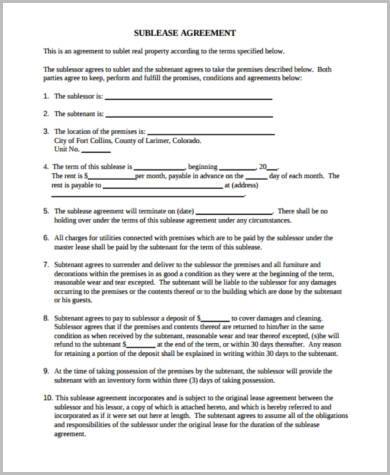 free sublease agreement form1