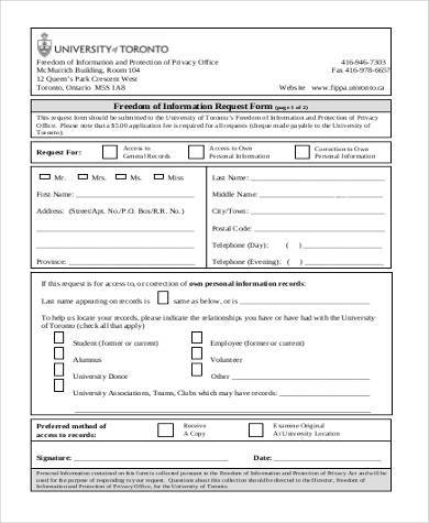 freedom of information request form