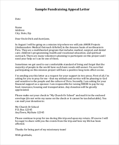 fundraising appeal letter format