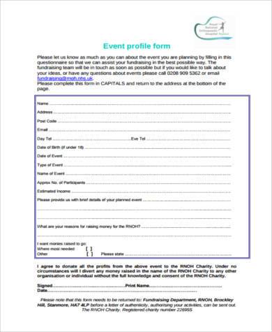 assessment risk event form fundraising excel forms ms word sample pdf