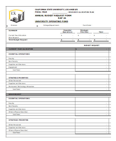 general annual budget form