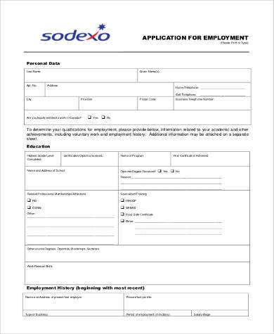 general blank employment application