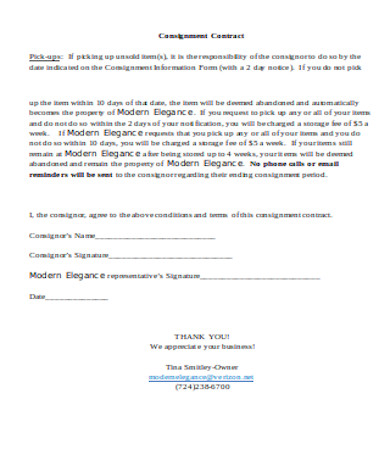general consignment contract form