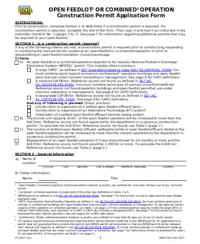 general construction application form