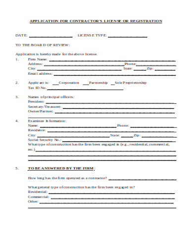 general contractor license application form
