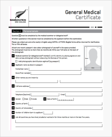 general medical certification form