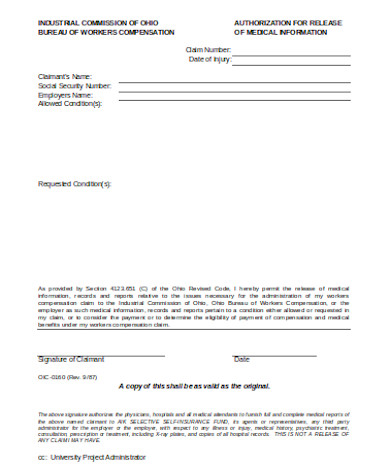 general medical release of information authorization form