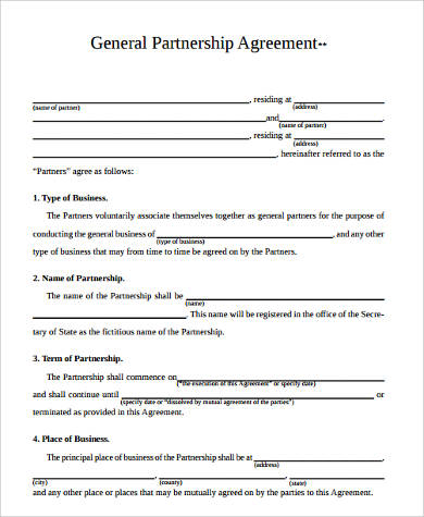 general partnership agreement form