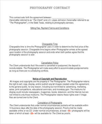 general photography contract