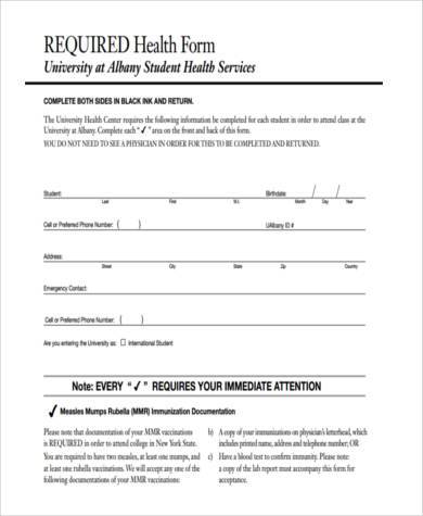 general physical health form