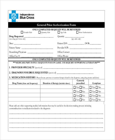 FREE 8+ Prior Authorization Form Samples in PDF | MS Word