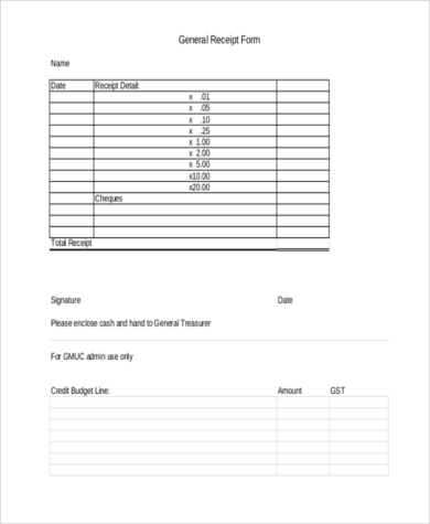 general receipt form example