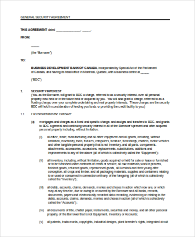 general security agreement form