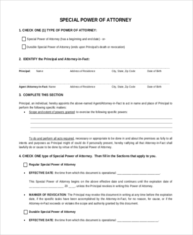 general special power of attorney form