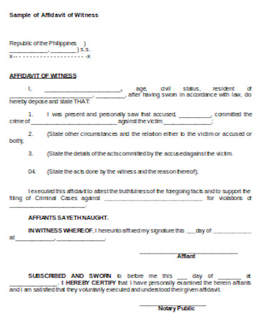 general witness affidavit form