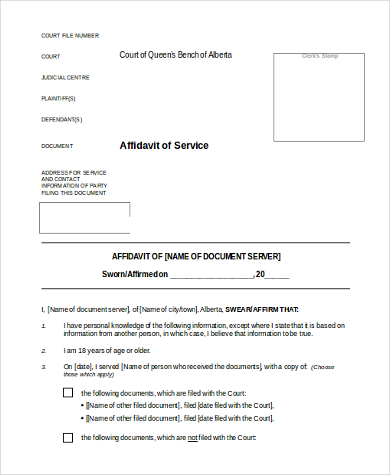 generic affidavit of service form