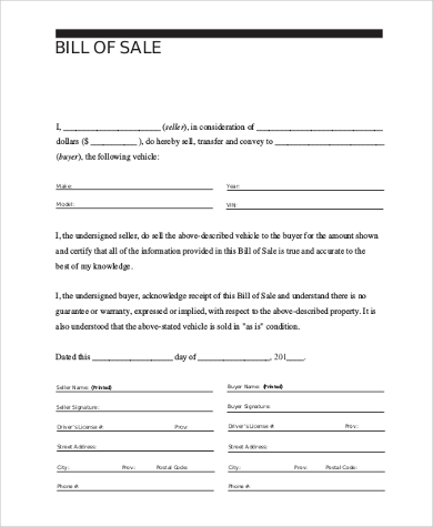 Free 11+ Auto Bill Of Sale Forms In Pdf 