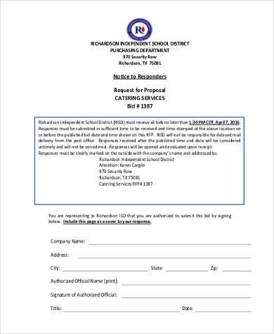 generic catering proposal form
