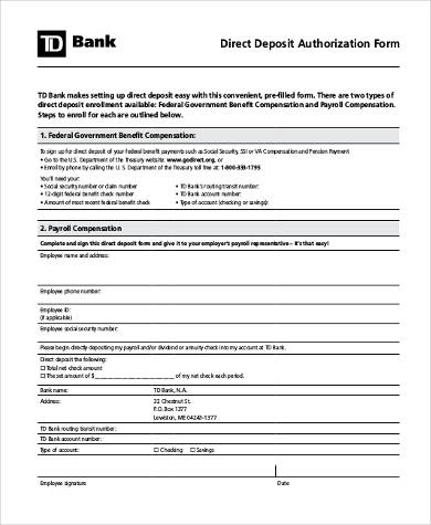 FREE 8+ Sample Generic Direct Deposit Forms in PDF