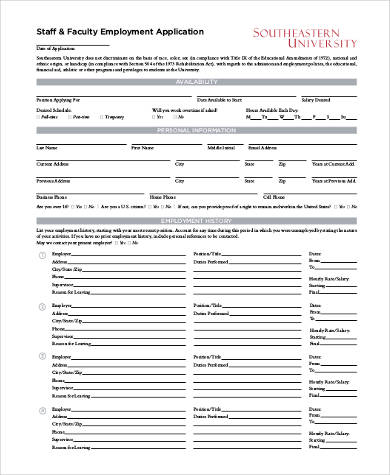 FREE 10+ Sample Generic Application Forms for Employment ...