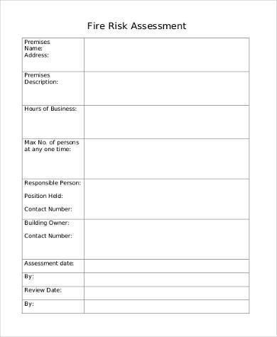 generic fire risk assessment form