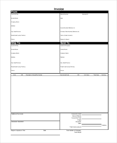 free 10 sample generic invoice forms in pdf ms word excel