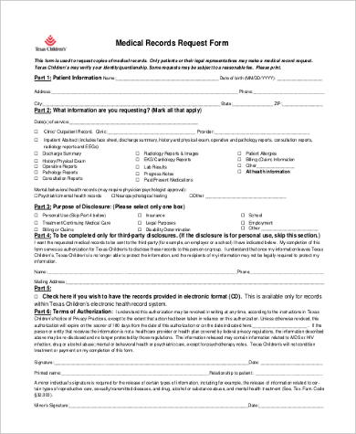 generic medical records request form pdf